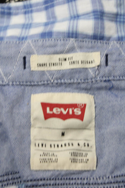 Levi's Mens Cotton Plaid Collared Button-Down Shirt Blue Size M
