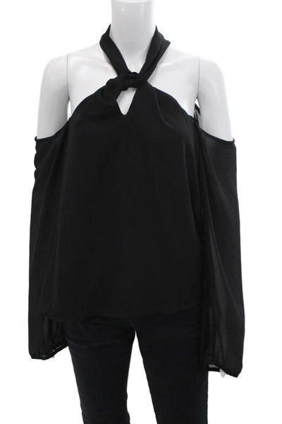 Tibi, Women Bohemian Black Long Sleeve Blouse Button 100% Polyester Size M