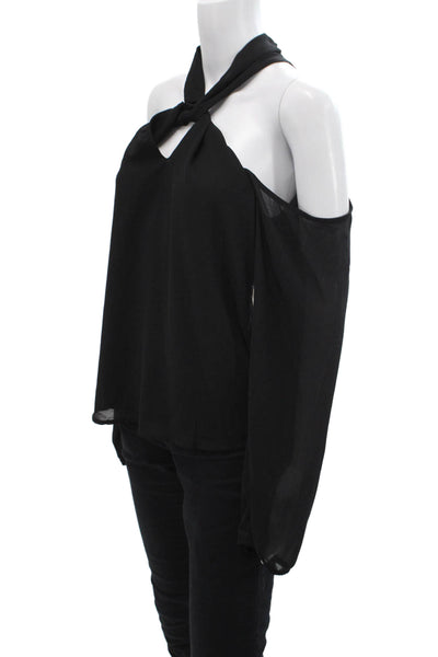 Tibi, Women Bohemian Black Long Sleeve Blouse Button 100% Polyester Size M