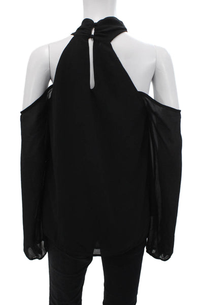 Tibi, Women Bohemian Black Long Sleeve Blouse Button 100% Polyester Size M