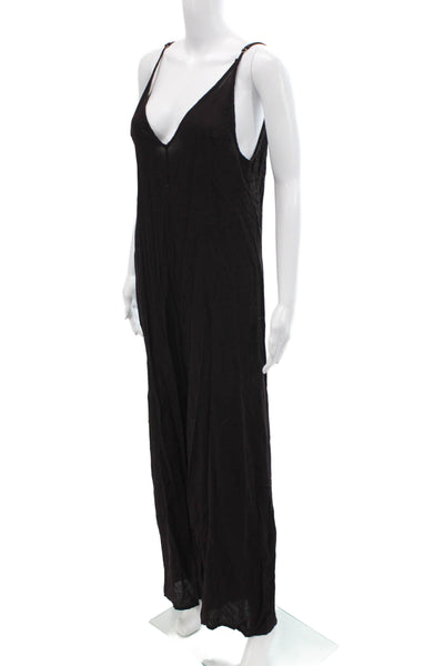TOBI Womens V-Neck Sleeveless Wide-Leg Jumpsuit Brown Size M