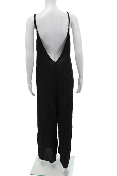 TOBI Womens V-Neck Sleeveless Wide-Leg Jumpsuit Brown Size M