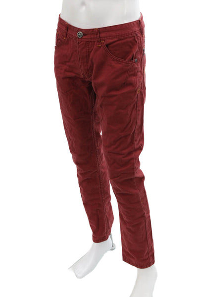Dickies Mens Red Solid Cotton Jeans Button Fly 31in Inseam Size 32