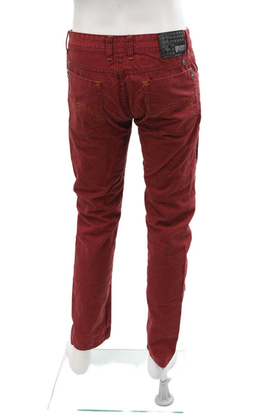 Dickies Mens Red Solid Cotton Jeans Button Fly 31in Inseam Size 32