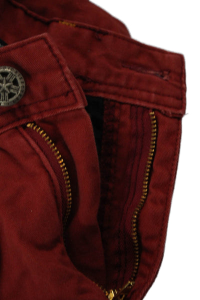 Dickies Mens Red Solid Cotton Jeans Button Fly 31in Inseam Size 32