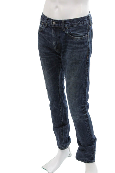 J Crew Mens Straight Jeans Dark Blue Cotton Size 32