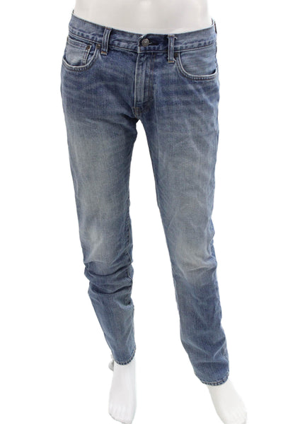 J Crew Mens Straight Blue Jeans 100% Cotton Button Fly Size 32