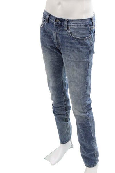 J Crew Mens Straight Blue Jeans 100% Cotton Button Fly Size 32