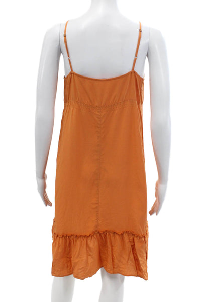 Twelfth Street by Cynthia Vincent Womens Orange Silk Slip Dress V-Neck Size S