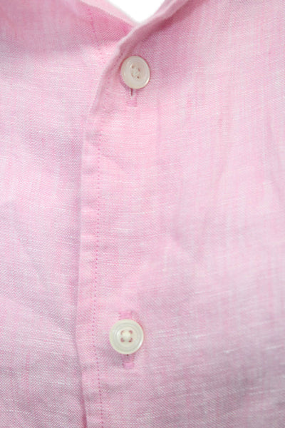 Cremieux Unisex Pink Linen Collared Long Sleeve Button-Up Size M