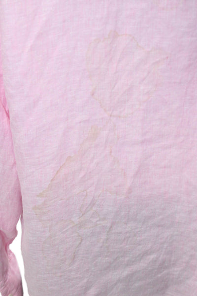 Cremieux Unisex Pink Linen Collared Long Sleeve Button-Up Size M