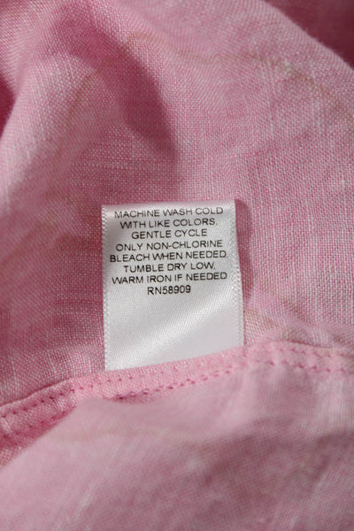 Cremieux Unisex Pink Linen Collared Long Sleeve Button-Up Size M