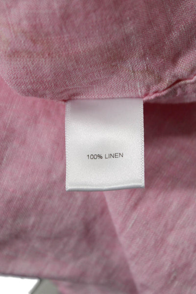 Cremieux Unisex Pink Linen Collared Long Sleeve Button-Up Size M