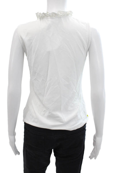 Designer Women White V-Neck Sleeveless Tank Classic Size M
