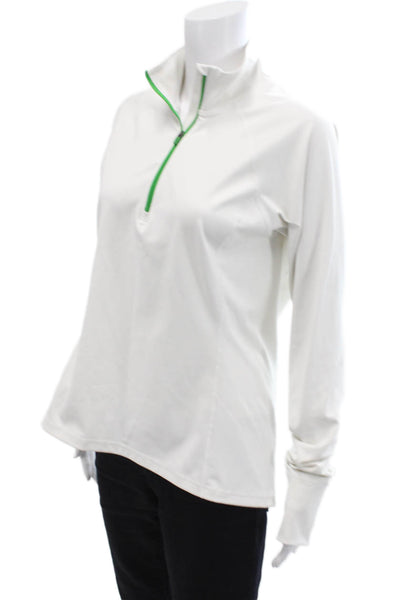 J Crew Women Basic White Mock Neck Long Sleeve Zip Top Size M