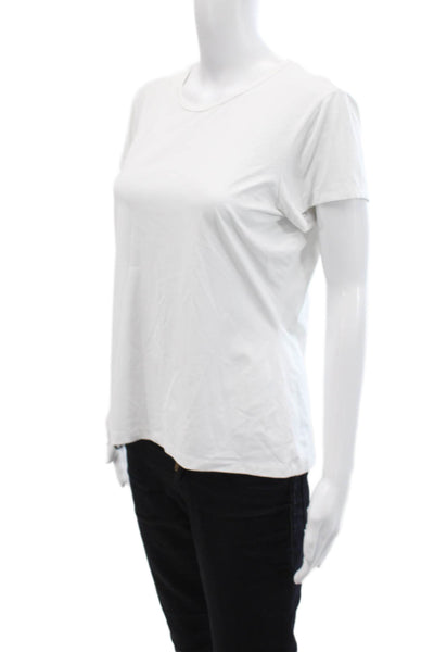J. Mclaughlin Women Basic T-Shirt White Crew Neck Short Sleeve Zip Size L