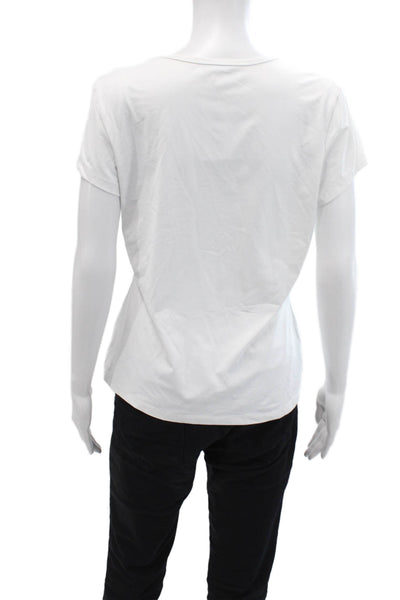 J. Mclaughlin Women Basic T-Shirt White Crew Neck Short Sleeve Zip Size L