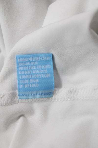 J. Mclaughlin Women Basic T-Shirt White Crew Neck Short Sleeve Zip Size L