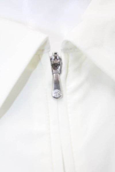 Athleta Womens White Collared Zip Basic Jacket Long Sleeve Size M