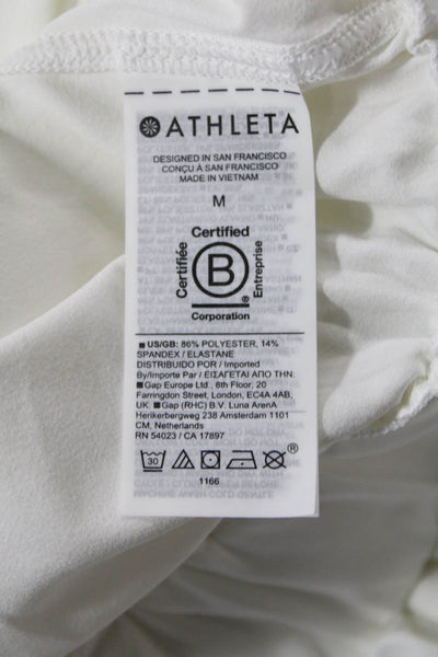 Athleta Womens White Collared Zip Basic Jacket Long Sleeve Size M