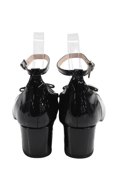 Steve Madden Women's Round Toe Embellish Bow Patent Leather Shoes Black Size 4