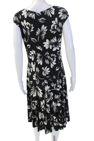 Lauren Ralph Lauren Women A-Line Wrap Dress Black Floral Size 6