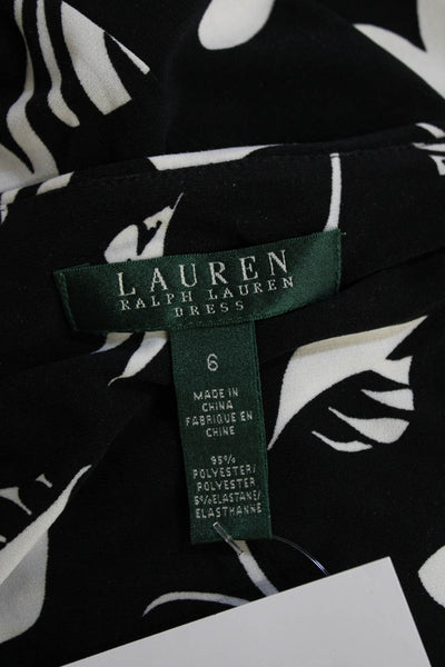 Lauren Ralph Lauren Women A-Line Wrap Dress Black Floral Size 6