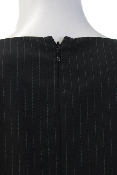Ann Mashburn Women Basic Striped Square Neck Short Sleeve Black Blouse Size S