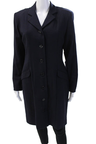 Giorgio Sant Angelo Womens Button Down Coat Navy Blue Wool Size 8