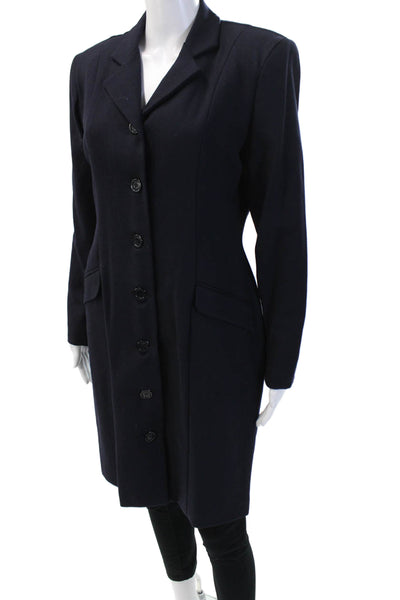 Giorgio Sant Angelo Womens Button Down Coat Navy Blue Wool Size 8