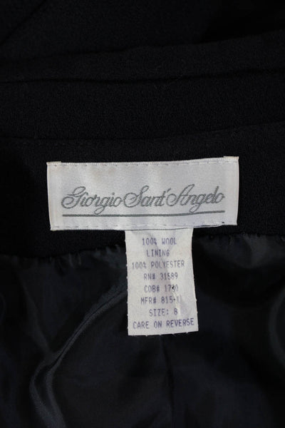 Giorgio Sant Angelo Womens Button Down Coat Navy Blue Wool Size 8