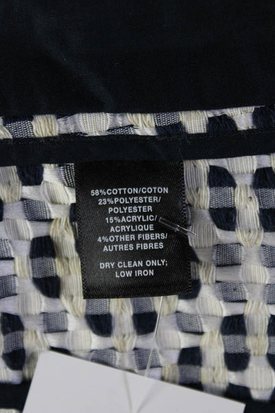 Lafayette 148 New York Womens Single Button Jacket White Navy Blue Size 10