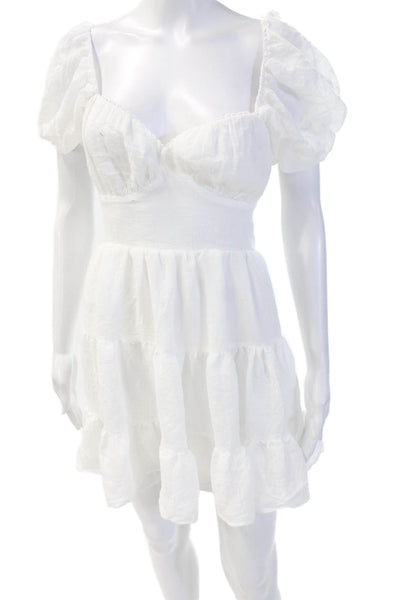 Princess Polly Women Fit & Flare Mini Dress White Tie Short Sleeve Size 6
