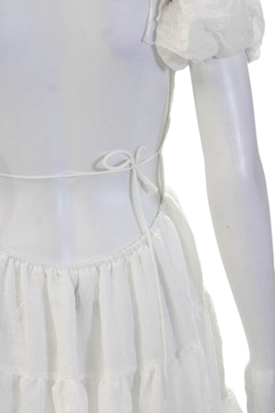 Princess Polly Women Fit & Flare Mini Dress White Tie Short Sleeve Size 6