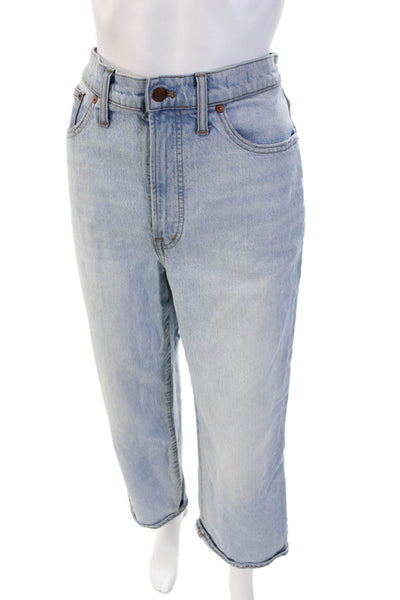 Madewell Womens Cropped Wide-Leg Jeans Light Blue High-Rise Button Size 29