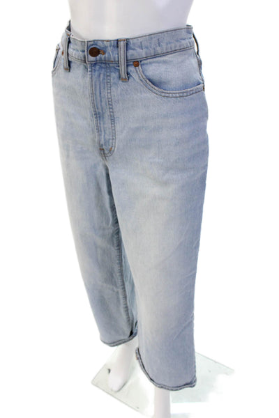 Madewell Womens Cropped Wide-Leg Jeans Light Blue High-Rise Button Size 29