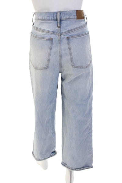 Madewell Womens Cropped Wide-Leg Jeans Light Blue High-Rise Button Size 29