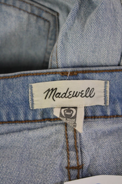 Madewell Womens Cropped Wide-Leg Jeans Light Blue High-Rise Button Size 29