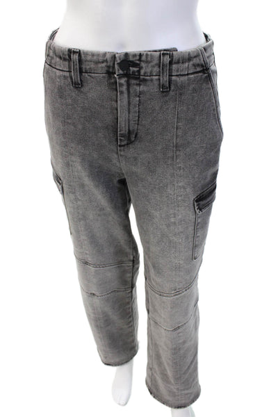 L Agence Unisex Gray Cargo Pants High Rise Button Fly Size 26