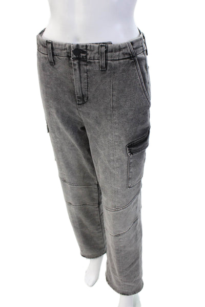 L Agence Unisex Gray Cargo Pants High Rise Button Fly Size 26