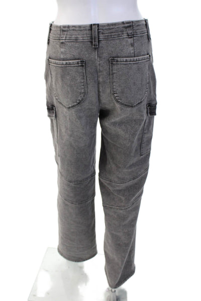 L Agence Unisex Gray Cargo Pants High Rise Button Fly Size 26