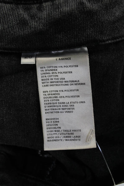 L Agence Unisex Gray Cargo Pants High Rise Button Fly Size 26