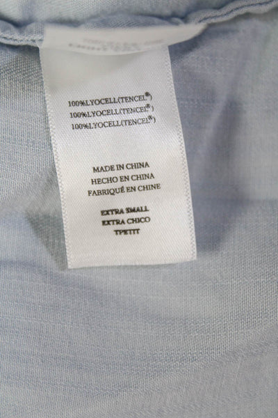 Rails Women Light Blue V-Neck Short Sleeve Blouse Tencel Size XS