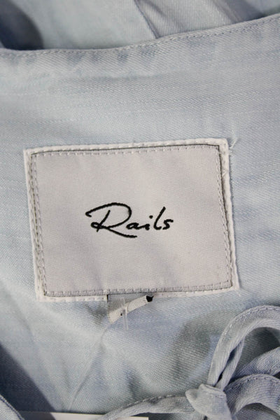 Rails Women Light Blue V-Neck Short Sleeve Blouse Tencel Size XS