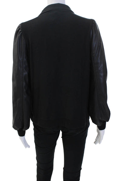 Generation Love Womens Henley Collared Zip Sweatshirt Black Size S