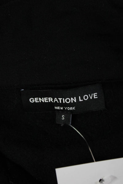 Generation Love Womens Henley Collared Zip Sweatshirt Black Size S