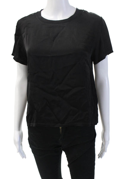 Nation LTD Women Basic Black Crew Neck Short Sleeve T-Shirt Size S