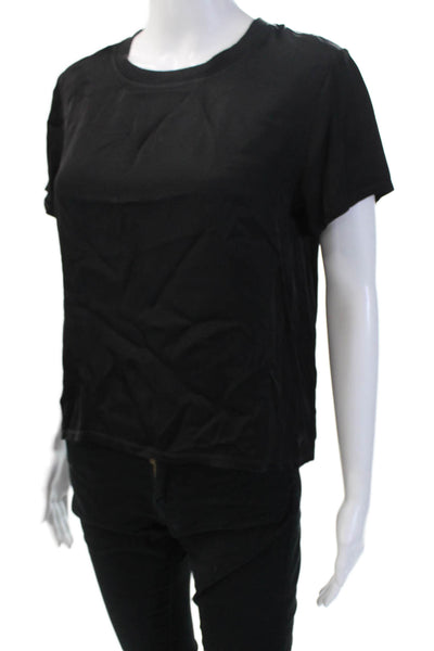 Nation LTD Women Basic Black Crew Neck Short Sleeve T-Shirt Size S