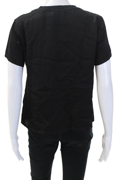 Nation LTD Women Basic Black Crew Neck Short Sleeve T-Shirt Size S