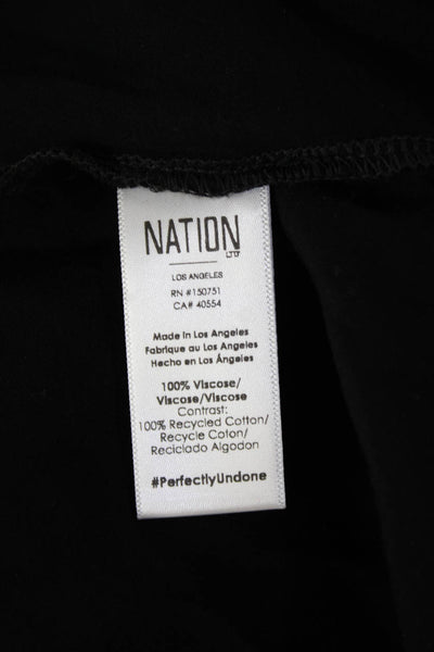 Nation LTD Women Basic Black Crew Neck Short Sleeve T-Shirt Size S